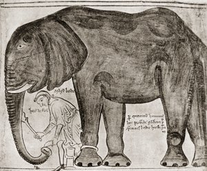 Słoń wysłany przez św. Ludwika do Henryka III, z "Historia Major", reprodukowany w "English Historians autorstwa English School