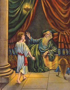 Eli i Samuel (kolorowa litografia) autorstwa English School