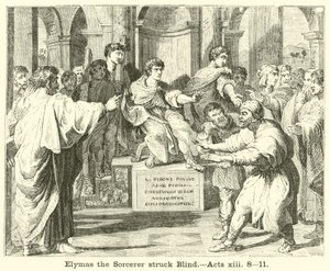 Elimas czarnoksiężnik oślepiony, Dzieje Apostolskie, xiii, 8, 11 autorstwa English School