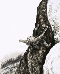 Emil Habl spada z góry Rex w Alpach Austriackich autorstwa English School