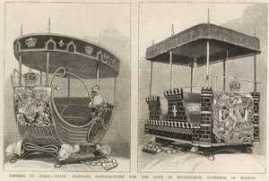 Cesarzowa Indii: stanowe howdah produkowane dla księcia Buckingham, gubernatora Madrasu, z The Graphic, 3 lutego 1877 autorstwa English School