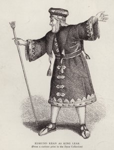 Angielski aktor Edmund Kean w tytułowej roli w Królu Learze Szekspira (lito) autorstwa English School