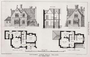Wejście Lodge, Kelly College (grawerowanie) autorstwa English School