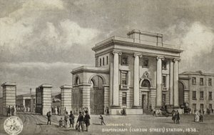 Wejście do stacji Birmingham (Curzon Street), 1838 autorstwa English School