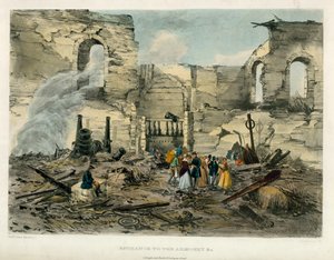 Wejście do zbrojowni, Tower of London Fire, 1841 autorstwa English School