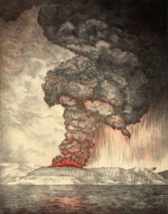 Erupcja Krakatoa, 26 sierpnia 1833, wyd.1888 autorstwa English School