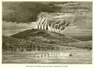 Eruption of Mauna Loa, Hawaii, Sandwich Islands autorstwa English School
