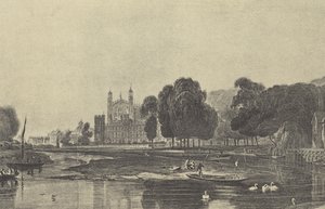 Eton College, z nabrzeżem (wklęsłodruk) autorstwa English School