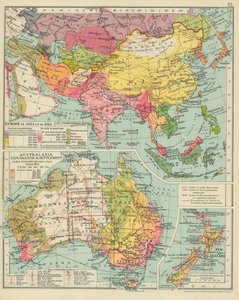 Europa w Azji do 1914 r. Australasia Exploration  Settlement (kolorowa litografia) autorstwa English School