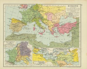Europa w epoce Karola Wielkiego (kolorowa litografia) autorstwa English School