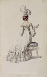 Suknia wieczorowa, talerz z modą z Ackermanns Repository of Arts autorstwa English School