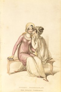 Stroje wieczorowe, na promenadę lub na plażę morską, talerz z modą z Ackermanns Repository of Arts autorstwa English School