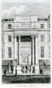 Exeter Hall, Strand, Londyn z Gentlemans Magazine autorstwa English School