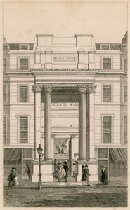 Exeter Hall, Strand, Londyn; z Gentlemans Magazine; dowód autorstwa English School