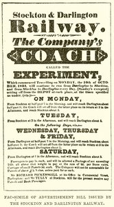 Fac-Simile of Advertisement Bill wydany przez Stockton and Darlington Railway autorstwa English School