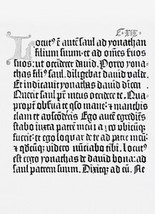 Faksymile strony z Biblii, wydrukowane przez Johannesa Gutenberga, Moguncja, 1456 autorstwa English School