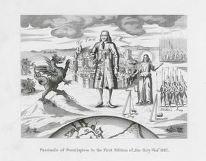 Faksymile frontispisu do pierwszego wydania Świętej wojny autorstwa English School