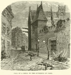 Upadek pocisku na przedmieściach Paryża, październik 1870 autorstwa English School
