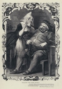 Falstaff i Dame Quickly, Wesołe kumoszki z Windsoru, akt II, scena 2 (rycina) autorstwa English School