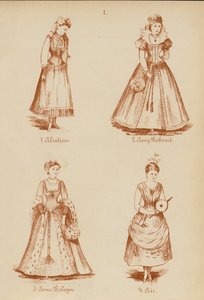 Fantazyjne stroje: Alzatka, Amy Robsart, Anne Boleyn, Air (litografia) autorstwa English School
