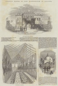 Kolacja pożegnalna z lordem Ellenborough w Kalkucie (grawerowanie) autorstwa English School