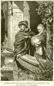 Ojciec Juan i Garcia Hernandez oglądają odejście Kolumba autorstwa English School