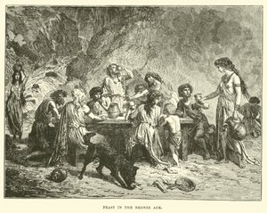 Uczta w epoce brązu (rycina) autorstwa English School