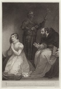 Feckenham z rozkazu królowej odwiedza Lady J Grey w wieży autorstwa English School