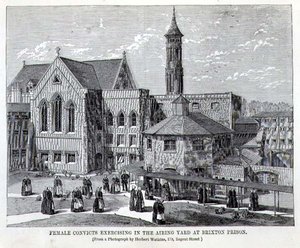 Skazani kobieta ćwicząca na przesiadce w więzieniu Brixton, z „The Criminal Prisons of London and Scenes of Prison Life” Henry