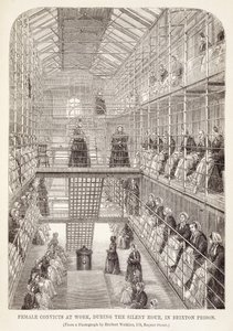 Skazańce w pracy podczas godziny ciszy w więzieniu Brixton, z The Criminal Prisons of London i Scenes of Prison Life autorstwa Henry