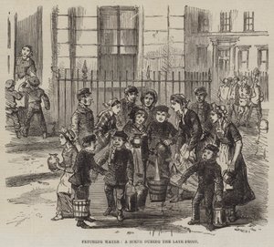Pobieranie wody, scena późnego przymrozku (rycina) autorstwa English School