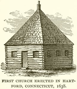 Pierwszy kościół wzniesiony w Hart-Ford, Connecticut, 1638 autorstwa English School