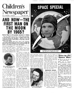 Pierwszy człowiek na Księżycu od 1965, pierwsza strona „Gazety Dziecięcej”, 1961 (druk gazetowy)