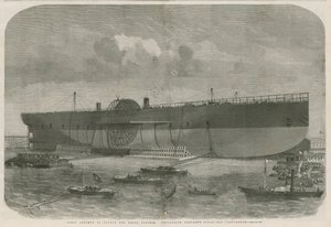 Pierwsza próba uruchomienia parowca firmy Great Eastern Navigation Leviathan autorstwa English School