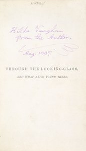Pierwsze wydanie Lewisa Carrollsa Alice Through the Looking Glass, z autorskim napisem Hilda Vaughn, 1887 autorstwa English School