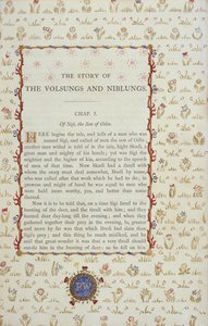 Pierwsza strona z The Story of The Volsungs and Niblungs, c.1870 autorstwa English School