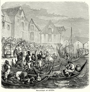 Targ rybny w Bergen (rycina) autorstwa English School