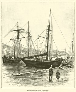 Łodzie rybackie przy Tarbet, Loch Fyne (grawerowanie) autorstwa English School