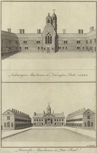 Sklepy rybne Almshouses, Newington Butts and Bancrofts Almshouses, Bow Road, Londyn autorstwa English School