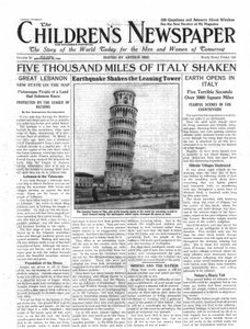 Pięć tysięcy mil Włoch wstrząśniętych, pierwsza strona „Gazety Dziecięcej”, wrzesień 1920 (druk gazetowy)