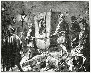Ucieczka cesarza Karola V w 1552 z protestanckich sił luterańskich pod dowództwem elektora Maurycego Saksonii, 1882 autorstwa English School