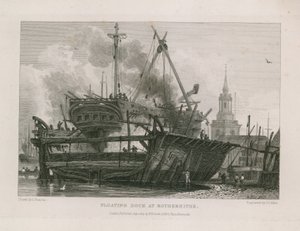 Pływający dok w Rotherhithe autorstwa English School