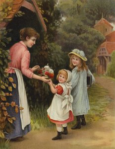 Kwiaty dla nauczyciela (chromolitho) autorstwa English School