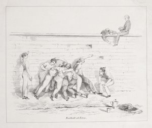 Piłka nożna w Eton (bw litho) autorstwa English School