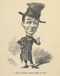 „Bo zawsze wracam do domu na herbatę”. z „Music-Hall Land: relacja mieszkańców tego dziwnego kraju z ilustracjami itp.”, autorstwa Percy Hetherington Fitzgerald autorstwa English School