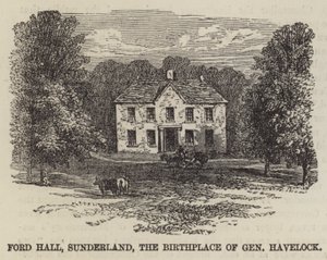 Ford Hall, Sunderland, miejsce narodzin generała Havelocka (grafika) autorstwa English School