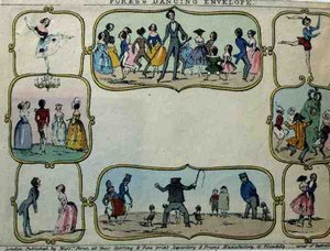 Tańcząca Koperta Foresa, wyd. panowie Fores, ok. 1840 (kolorowy grawerunek) autorstwa English School