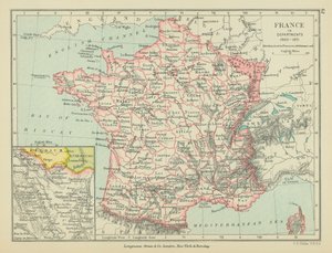 Francja w departamentach (kolorowa litografia) autorstwa English School