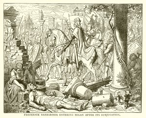 Frederick Barbarossa wkraczający do Mediolanu po jego zniewoleniu autorstwa English School