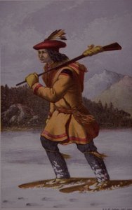 Francuski traper futrzany w Kanadzie w XVIII wieku (kolor lito) autorstwa English School